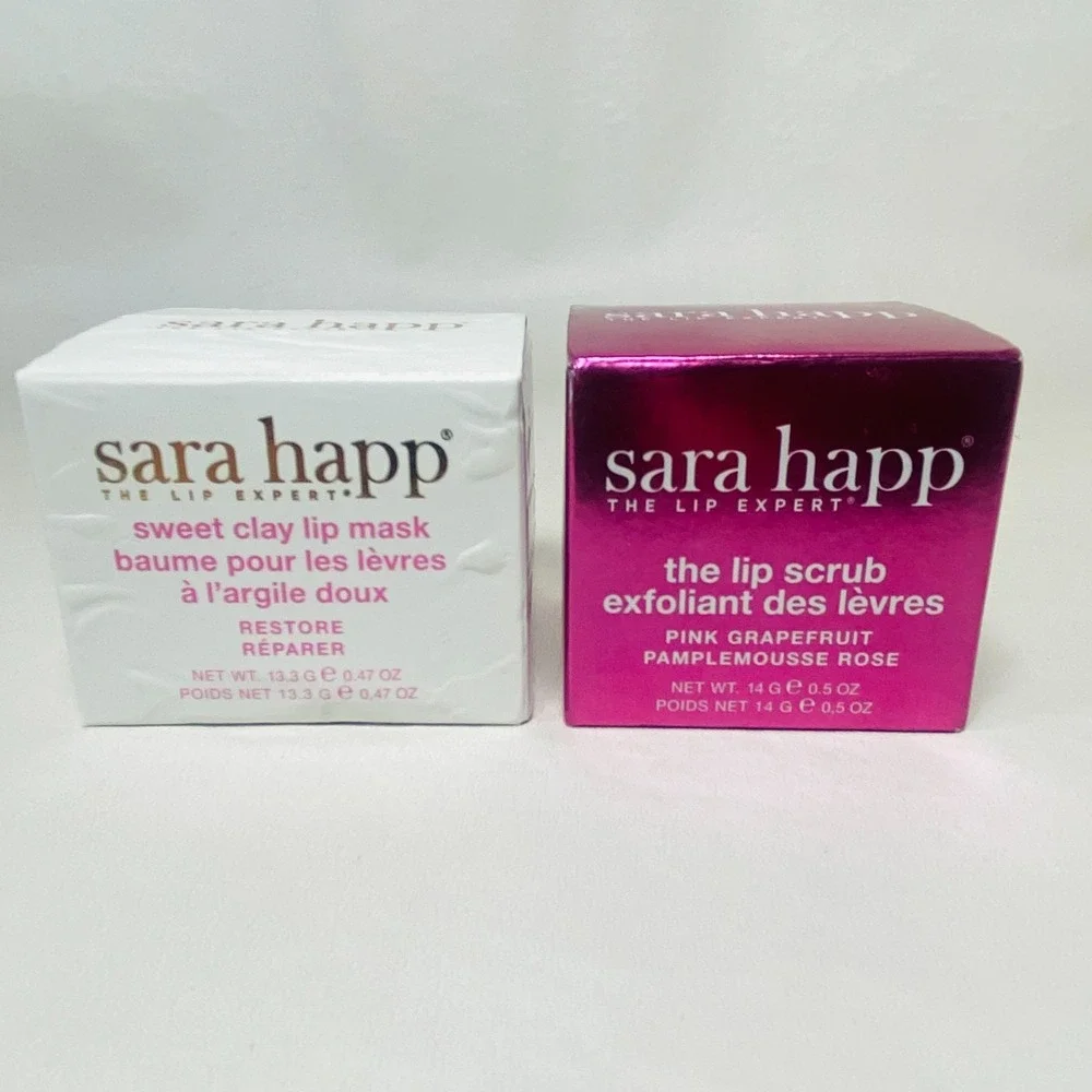 Lot of 2 Sara Happ The Lip Expert Lip Scrub 0.5 oz and‎ LIp Mask 0.47 oz NIB